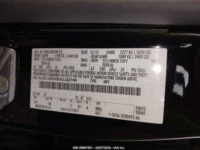 5LMTJ3DH5GUJ22196 Lincoln Mkc Reserve
