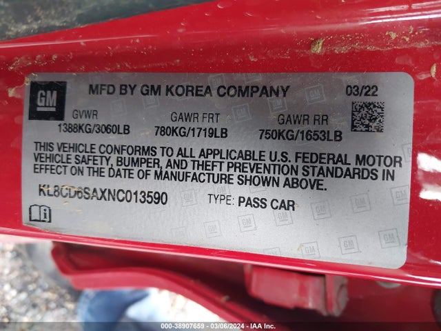 Chevrolet Spark Fwd 1lt Automatic 2022 KL8CD6SAXNC013590 Image 9