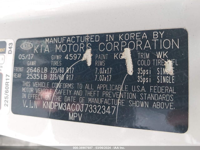 KIA Sportage Lx 2018 KNDPM3AC0J7332347 Image 9