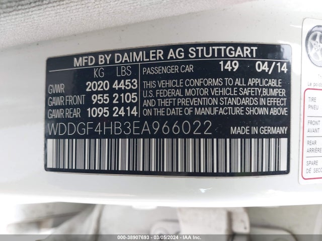 38907693 :رقم المزاد ، WDDGF4HB3EA966022 vin ، 2014 Mercedes-benz C 250 Luxury/sport مزاد بيع