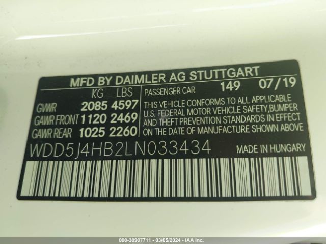WDD5J4HB2LN033434 Mercedes-Benz CLA 250 4MATIC
