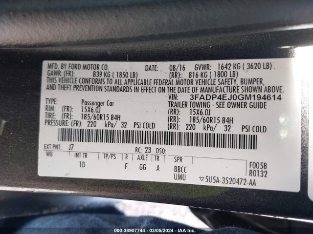 Ford FIESTA SE 2016 3FADP4EJ0GM194614 Image 9