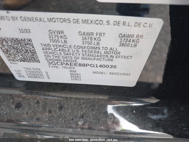 3GCPAEE88PG140035 Chevrolet Silverado 1500 2wd  Short Bed Ltz