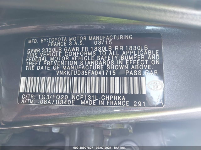 Toyota YARIS L 2015 VNKKTUD35FA041715 Image 9