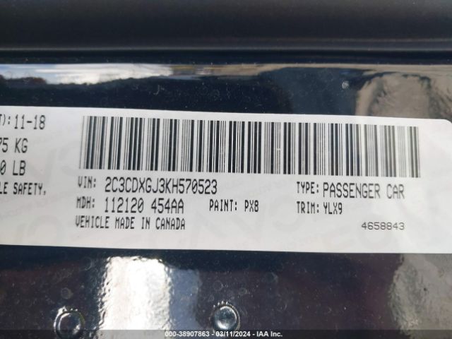 2C3CDXGJ3KH570523 Dodge Charger Scat Pack Rwd