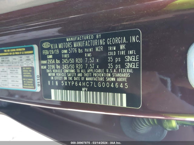 KIA Telluride S 2020 5XYP64HC7LG004645 Image 9