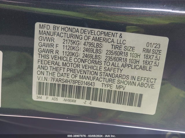Honda Cr-v Ex-l Awd 2023 7FARS4H78PE014643 Image 9