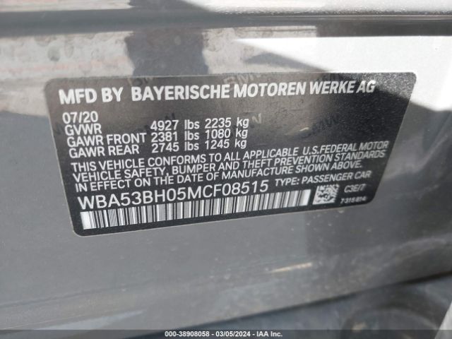 WBA53BH05MCF08515 BMW 530I