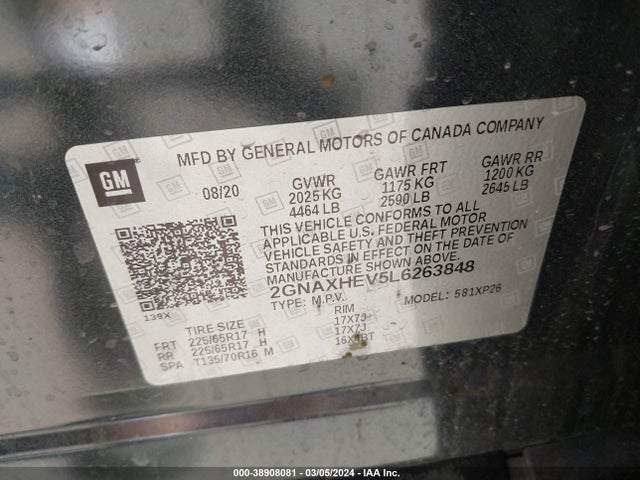 Chevrolet Equinox Fwd Ls 2020 2GNAXHEV5L6263848 Image 9
