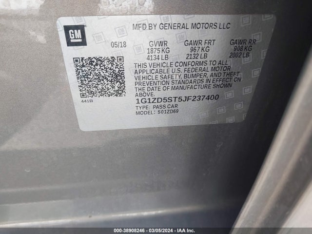 Chevrolet MALIBU LT 2018 1G1ZD5ST5JF237400 Image 9
