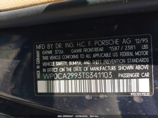 1996 PORSCHE 911 WP0CA2993TS341103 Photo 8