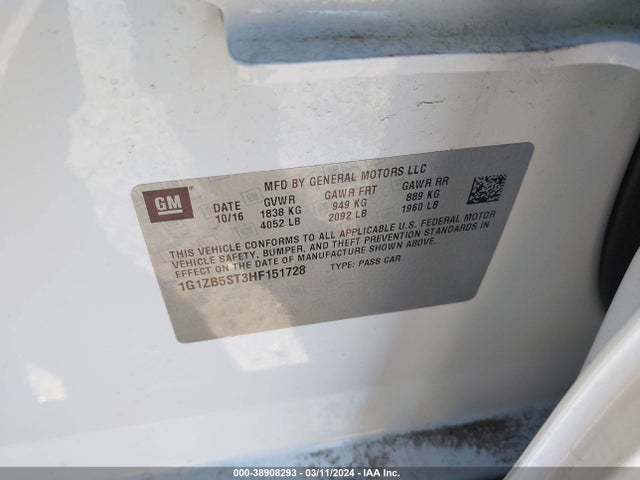 Chevrolet MALIBU LS 2017 1G1ZB5ST3HF151728 Image 9