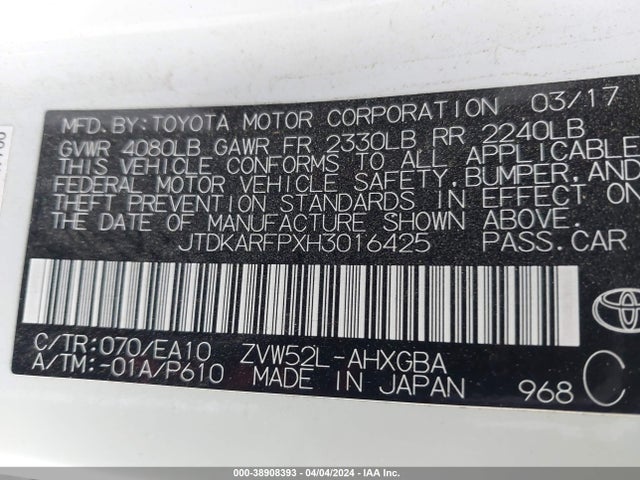 Toyota Prius Prime Premium 2017 JTDKARFPXH3016425 Image 9