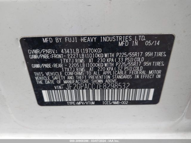 JF2GPACC7E8298532 Subaru Xv Crosstrek 2.0i Premium