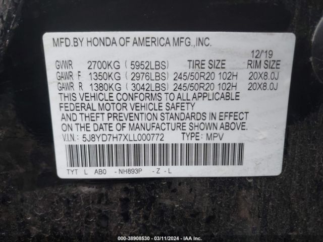 2020 ACURA MDX SPORT HYBRID 5J8YD7H7XLL000772 Photo 8