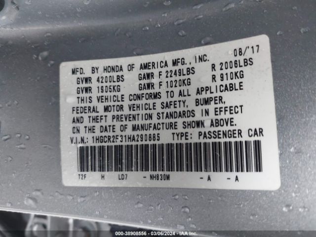 1HGCR2F31HA290885 Honda ACCORD LX