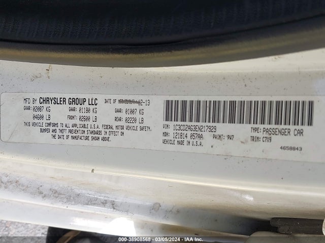 Dodge AVENGER SE 2014 1C3CDZAG3EN217929 Image 9