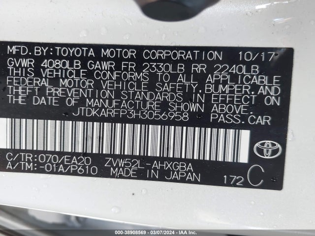 Toyota Prius Prime Premium 2017 JTDKARFP3H3056958 Image 9