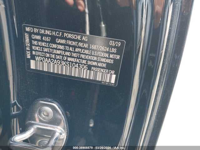 2019 PORSCHE 911 WP0AA2A93KS104306 Photo 8