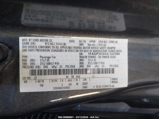 Ford FOCUS SEL 2018 1FADP3H24JL322389 Image 9