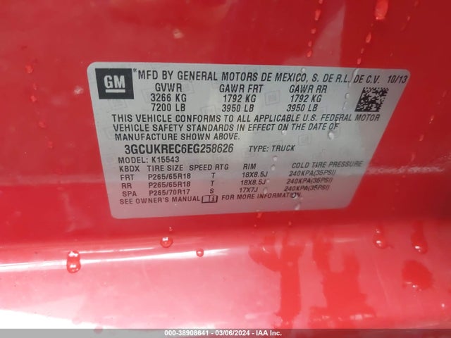 Chevrolet Silverado 1500 2lt 2014 3GCUKREC6EG258626 Image 9