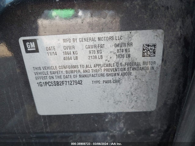 Chevrolet Cruze 1lt Auto 2015 1G1PC5SB2F7127942 Image 9