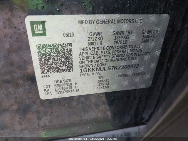 1GKKNULS7KZ266973 GMC Acadia Slt-1