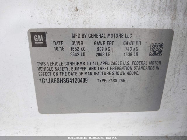 Chevrolet Sonic Ls Auto 2016 1G1JA6SH3G4120409 Image 9