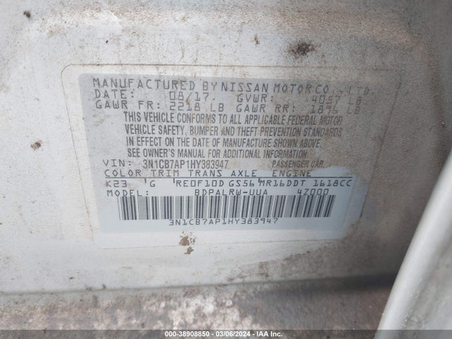Nissan Sentra Sr Turbo 2017 3N1CB7AP1HY383947 Image 9