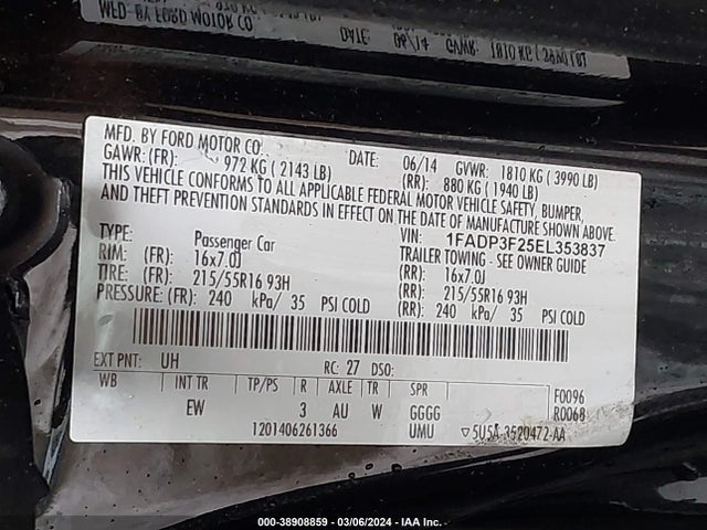 Ford FOCUS SE 2014 1FADP3F25EL353837 Image 9