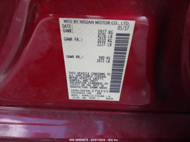 1N4AL3AP2HC270355 Nissan Altima 2.5 Sv