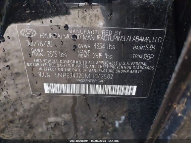 5NPEJ4J20MH062582 Hyundai Sonata Sel Plus
