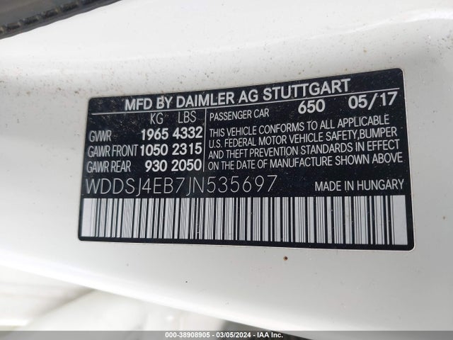 WDDSJ4EB7JN535697 Mercedes-Benz CLA 250