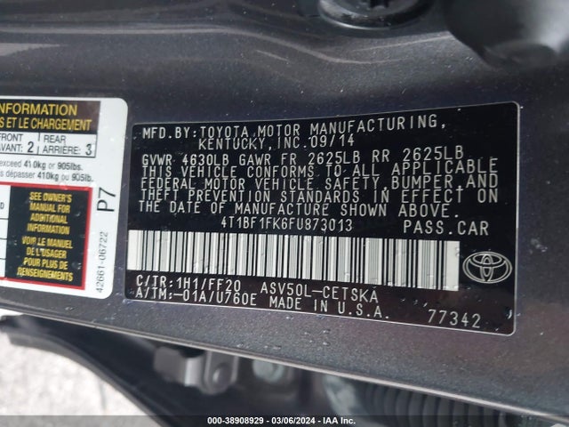 Toyota CAMRY SE 2015 4T1BF1FK6FU873013 Image 9