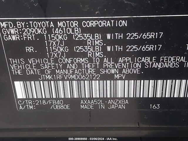 Toyota RAV4 LE 2021 JTMK1RFV9MD062122 Image 9