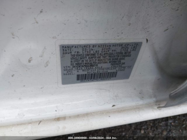 3N1CN7AP9GL880215 Nissan Versa 1.6 S/1.6 S+/1.6 Sl/1.6 Sv