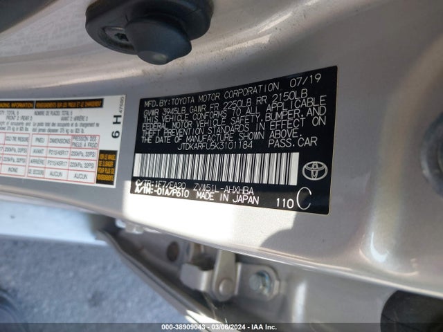 Toyota PRIUS XLE 2019 JTDKARFU5K3101184 Image 9