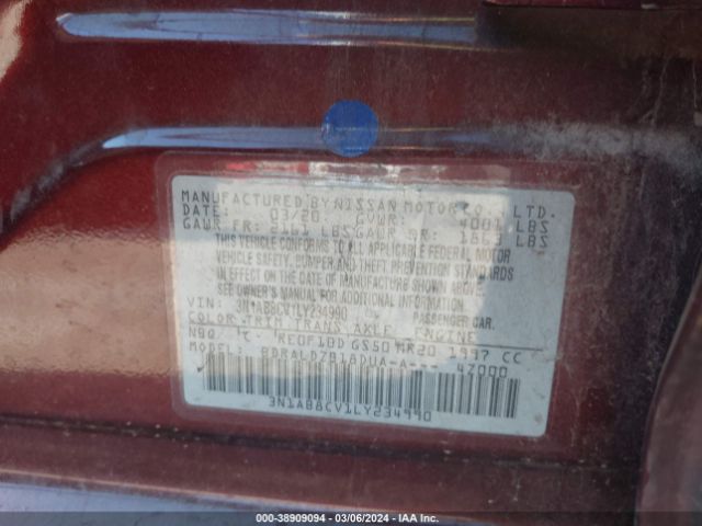 3N1AB8CV1LY234990 Nissan Sentra Sv Xtronic Cvt