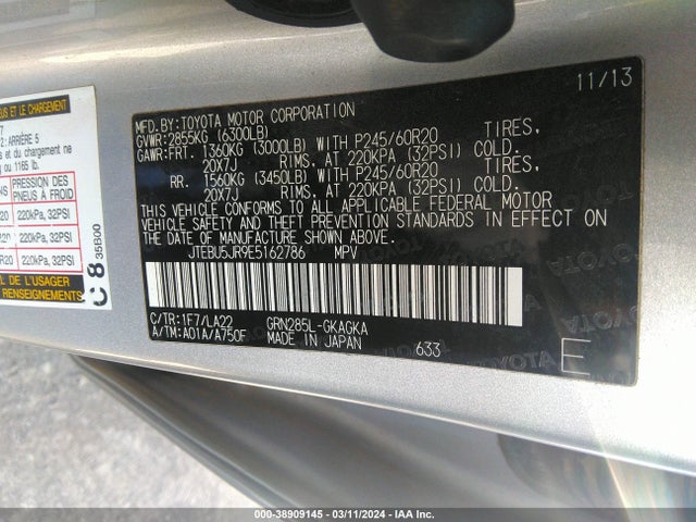 Toyota 4runner Limited 2014 JTEBU5JR9E5162786 Image 9