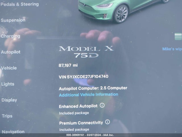 Tesla Model X 100d/75d/p100d 2018 5YJXCDE27JF104740 Image 7