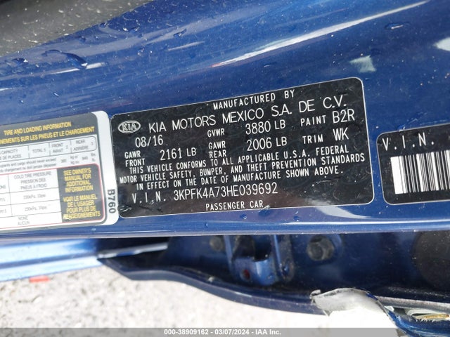 KIA FORTE LX 2017 3KPFK4A73HE039692 Image 9