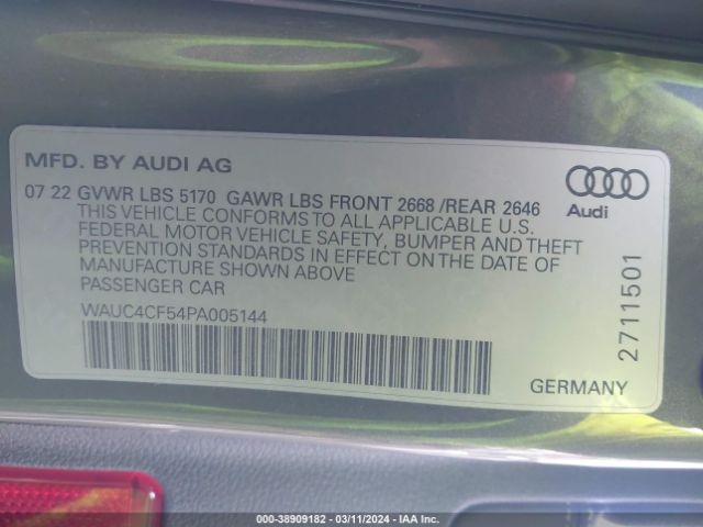 WAUC4CF54PA005144 Audi S5 Sportback Premium Plus Tfsi Quattro Tiptronic