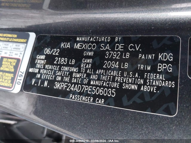 KIA Forte Lxs 2023 3KPF24AD7PE506035 Image 9