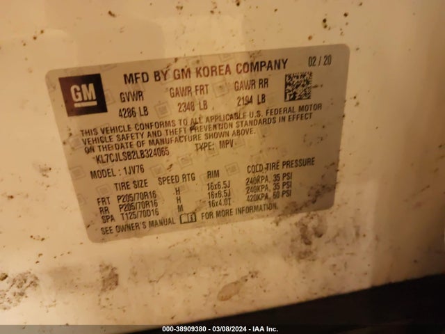 Chevrolet Trax Fwd Lt 2020 KL7CJLSB2LB324065 Image 9
