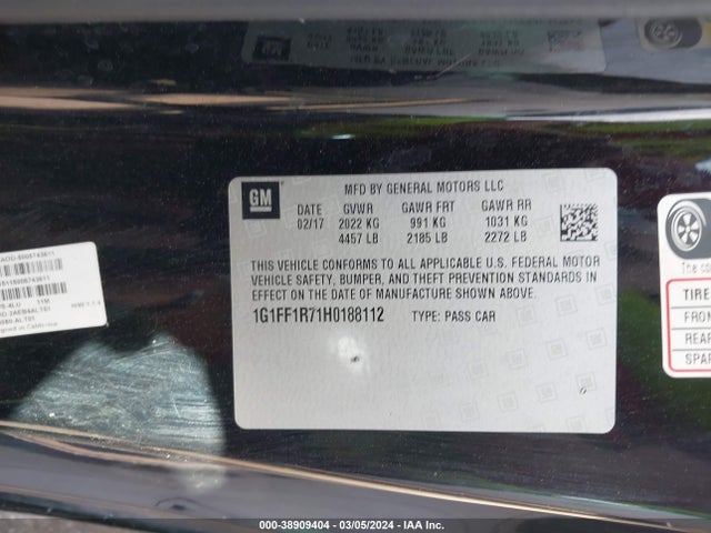 Chevrolet Camaro 1ss 2017 1G1FF1R71H0188112 Image 9