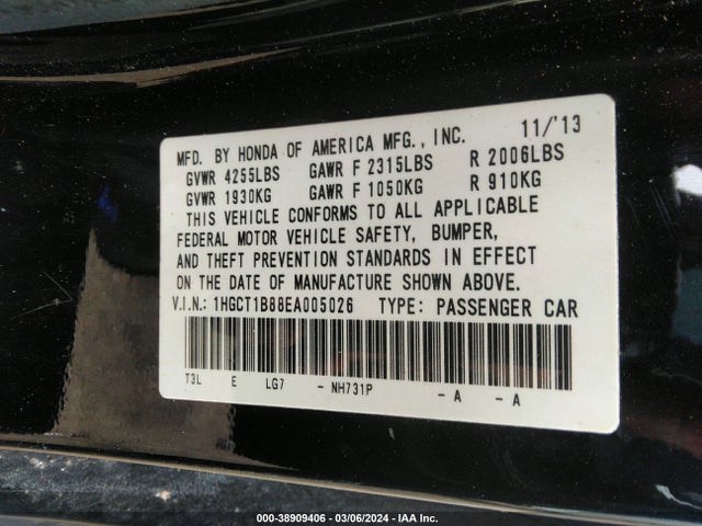 Honda Accord Ex-l 2014 1HGCT1B88EA005026 Image 9