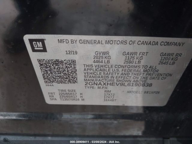 2GNAXHEV9L6190838 Chevrolet Equinox Fwd Ls