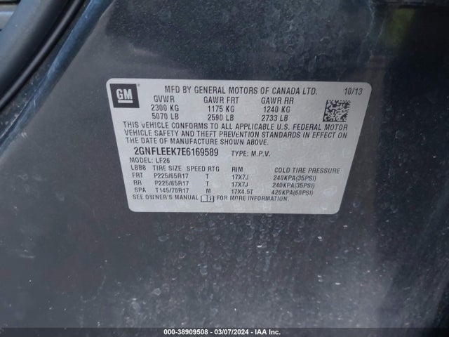 Chevrolet EQUINOX LS 2014 2GNFLEEK7E6169589 Image 9