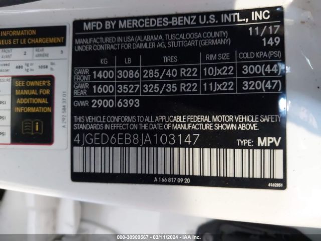 4JGED6EB8JA103147 Mercedes-Benz Amg Gle 43 Coupe 4matic