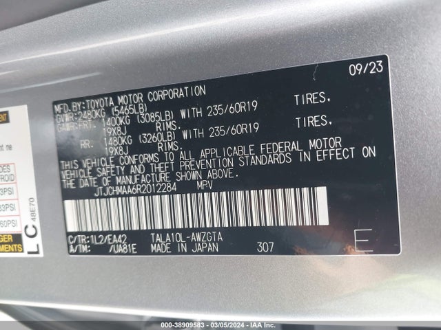 JTJCHMAA6R2012284 Lexus Rx 350 Premium